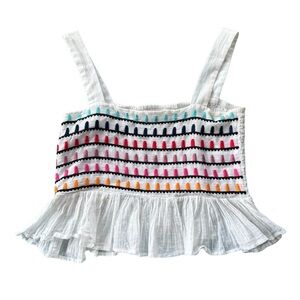 Carolina K Cropped Tank Top with emroidered multicolor dots